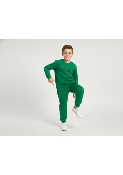 3 Iplik Garson Şardonlu Kabartmalı Baskı Yeşil Kombin 1