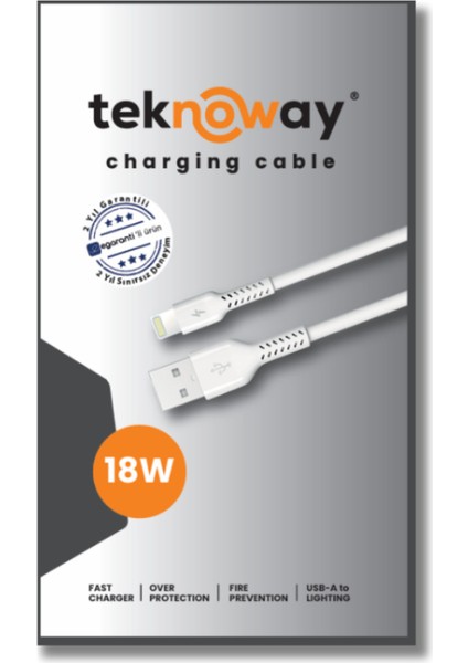 18W Usb-A To Lighting Şarj Kablosu Beyaz