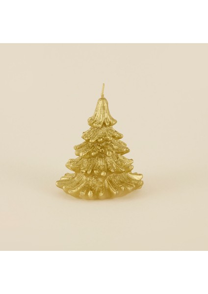 New Year Yılbaşı Çam Ağacı Şekilli Mum Gold 8,5 x 8,5 x 9,5 cm fiyatları