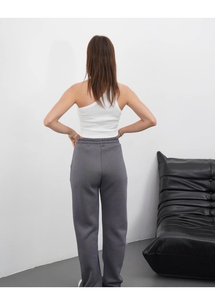 3 Iplik Şardonlu Palazzo Pantolon Füme MD64 fiyatları