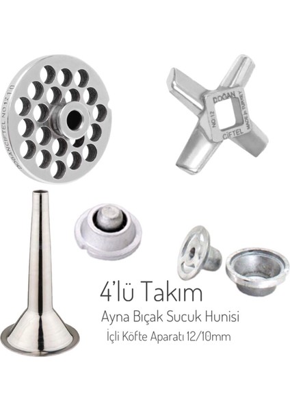 Kıyma Makine Aynası, Bıçağı Sucuk Hunisi ve Içli Köfte Aparatı 12/3,5mm fiyatları