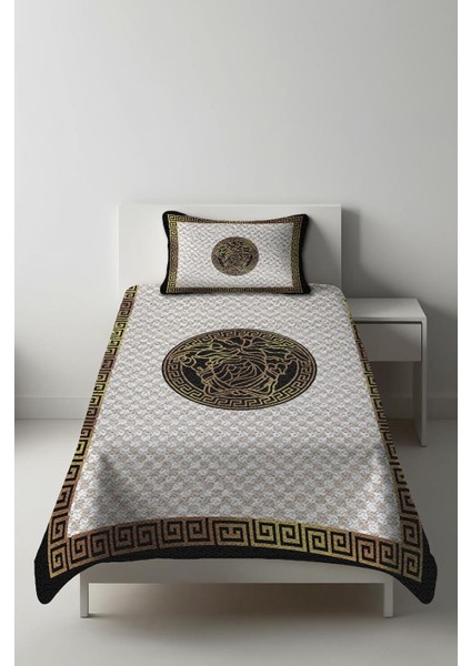 Parlak Kadife Kumaş Kapitoneli Tek Kişilik Yatak Örtüsü Seti (2 Parça) TKY0005