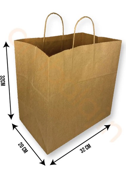 32X20X32 Burgulu Saplı 70GSM Recycle Kraft Kağıt Poşet 500 Adet fiyatları