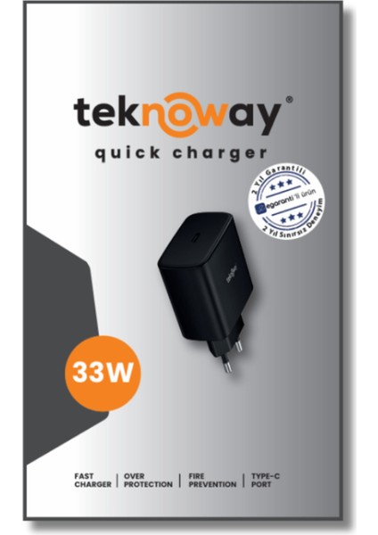 33W Type-C Port Şarj Adaptörü Siyah