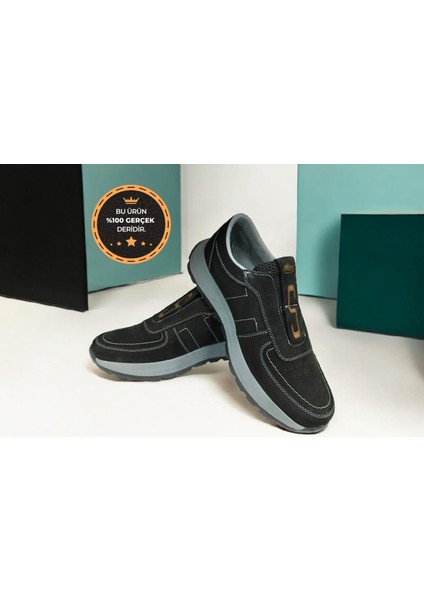 B-4802 Hakiki Nubuk Deri Lastikli Bağcıksız Model Kaymaz Erkek Rahat Günlük Ayakkabı modelleri