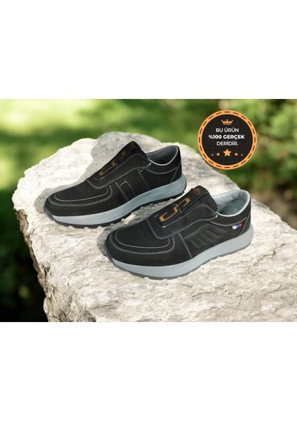 B-4802 Hakiki Nubuk Deri Lastikli Bağcıksız Model Kaymaz Erkek Rahat Günlük Ayakkabı fırsatları