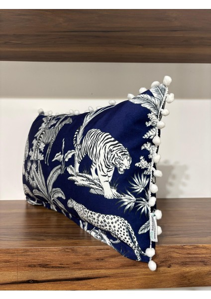 H1219 Lacivert Zemin Tropikal - 3lü Kırlent Kombin Set indirimleri