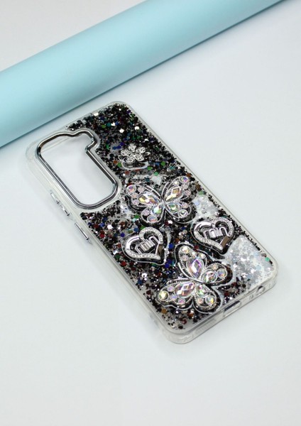 Infinix Hot 50 Pro 4g Kılıf Kelebek Desenli Parlak Simli Kapak fırsatları