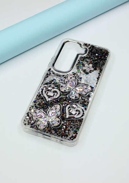 Infinix Hot 50 Pro 4g Kılıf Kelebek Desenli Parlak Simli Kapak indirimleri