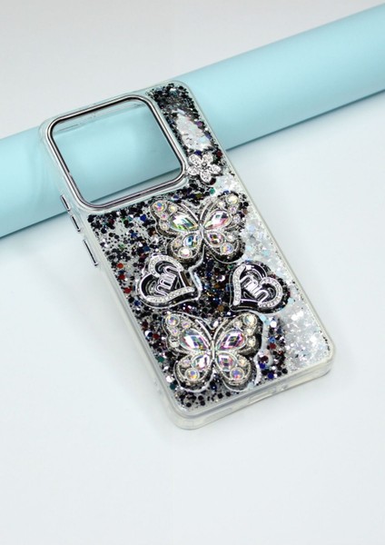 Xiaomi Redmi Note 13 Pro 5g Kılıf Kelebek Desenli Parlak Simli Kapak fiyatları