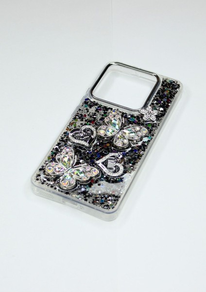 Xiaomi Redmi Note 13 Pro 5g Kılıf Kelebek Desenli Parlak Simli Kapak modelleri