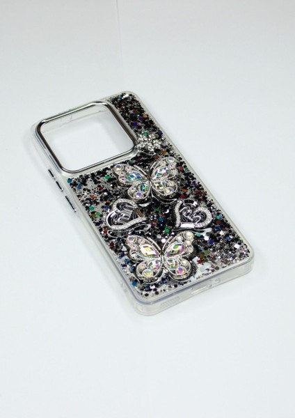 Xiaomi Redmi Note 13 Pro 5g Kılıf Kelebek Desenli Parlak Simli Kapak fırsatları