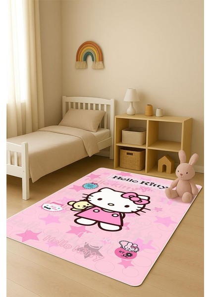 Parlak Kadife Kumaş Dijital Baskı Dot Kaymaz Tabanlı Çocuk ve Genç Odası Halısı H0597