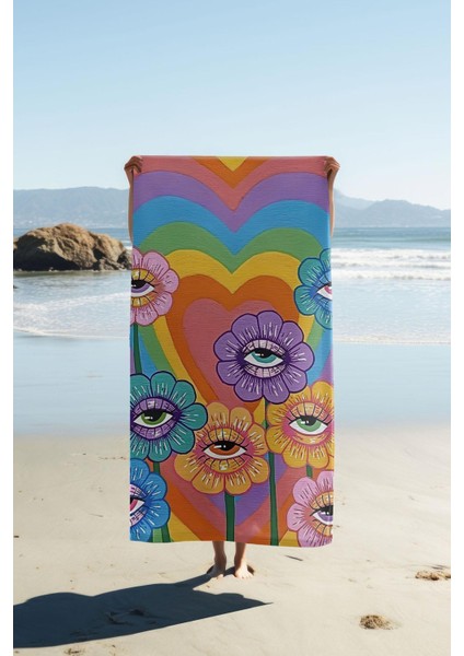 Dijital Baskı Plaj Deniz Havlusu Modern Desenli Peştamal HVL0076