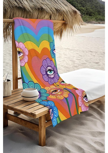 Dijital Baskı Plaj Deniz Havlusu Modern Desenli Peştamal HVL0076 modelleri