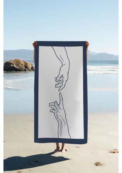 Dijital Baskı Plaj Deniz Havlusu Modern Desenli Peştamal HVL0090