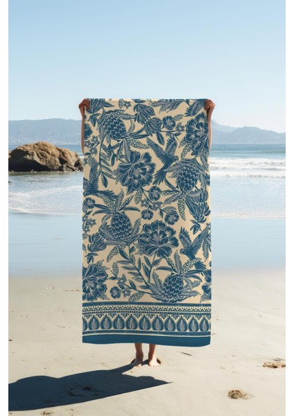 Dijital Baskı Plaj Deniz Havlusu Modern Bacı Milano Desenli Peştamal HVL0155