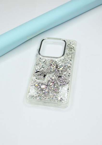 Tecno Spark 20 Pro Kılıf Kelebek Desenli Parlak Simli Kapak fırsatları