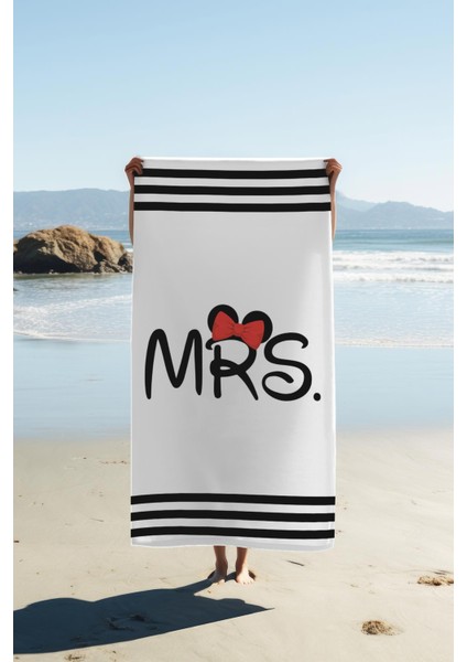 Dijital Baskı Plaj Deniz Havlusu Mrs Mickey Desenli Peştamal HVL0101
