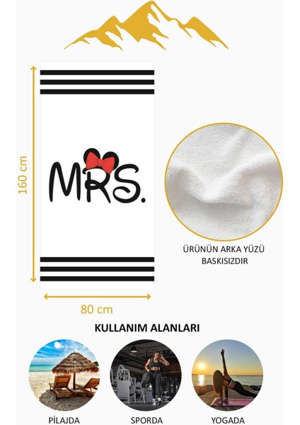 Dijital Baskı Plaj Deniz Havlusu Mrs Mickey Desenli Peştamal HVL0101 fırsatları