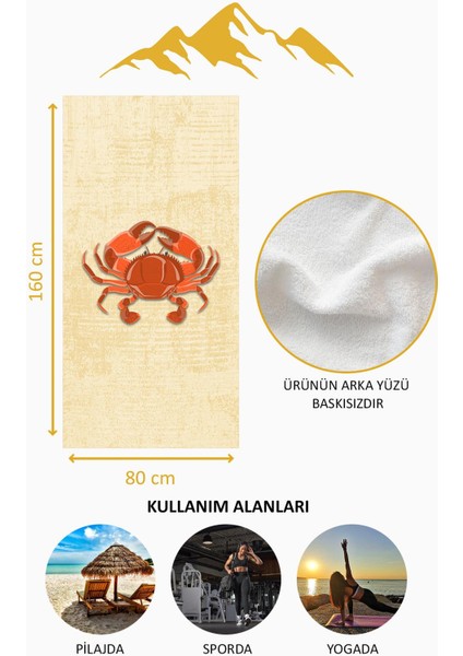 Dijital Baskı Plaj Deniz Havlusu Yengeç Desenli Peştamal HVL0122 fırsatları