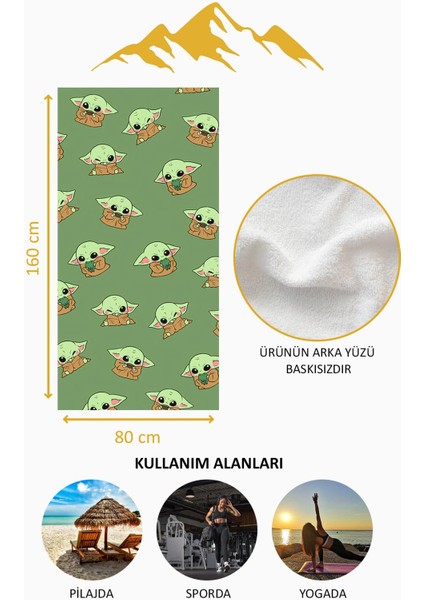 Dijital Baskı Plaj Deniz Havlusu Baby Yoda Desenli Peştamal HVL0204 fırsatları