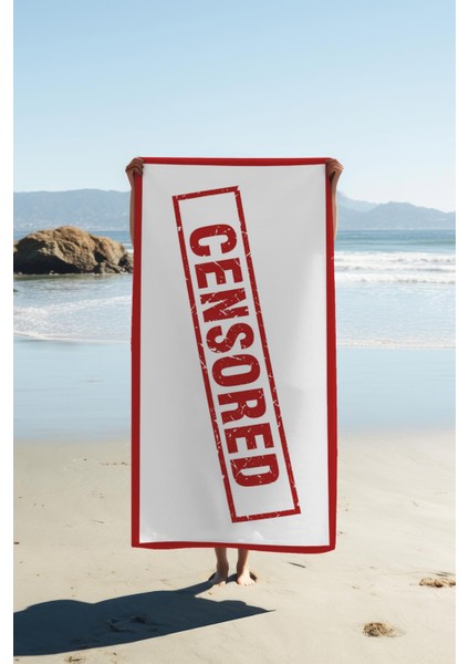 Dijital Baskı Plaj Deniz Havlusu Censored Desenli Peştamal HVL0012