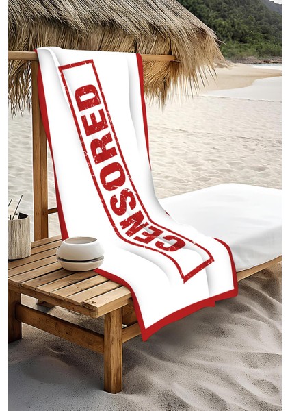 Dijital Baskı Plaj Deniz Havlusu Censored Desenli Peştamal HVL0012 modelleri