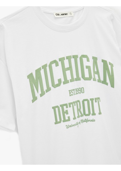 Baskılı Kısa Kollu Bisiklet Yaka Oversize Tişört modelleri