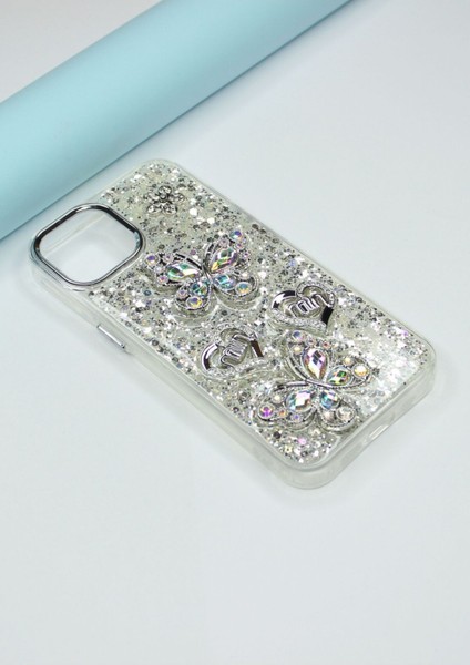 Iphone 13 Kılıf Kelebek Desenli Parlak Simli Kapak fırsatları