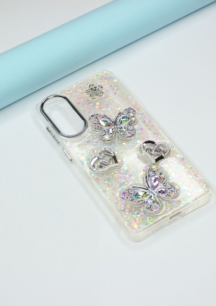 Samsung Galaxy S25 Edge Kılıf Kelebek Desenli Parlak Simli Kapak fırsatları