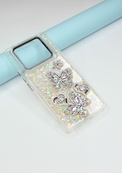 Infinix Note 40 Pro Kılıf Kelebek Desenli Parlak Simli Kapak fiyatları