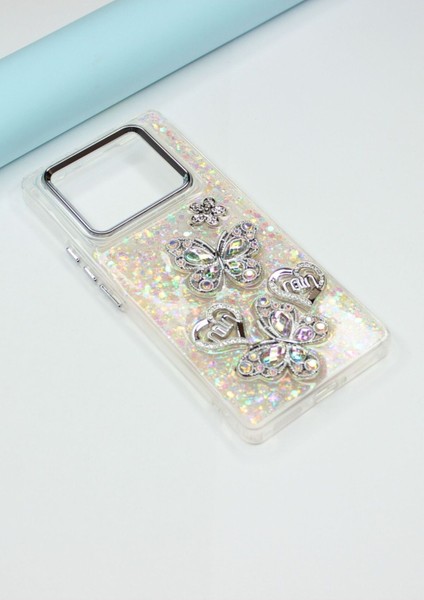 Infinix Note 40 Pro Kılıf Kelebek Desenli Parlak Simli Kapak fırsatları