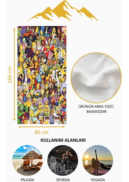 Dijital Baskı Plaj Deniz Havlusu Simpsons Desenli Peştamal HVL0023 fırsatları