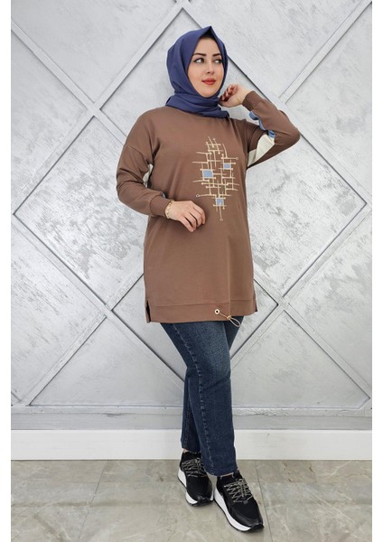 Kadın Baskı Detaylı Tesettür Tunik