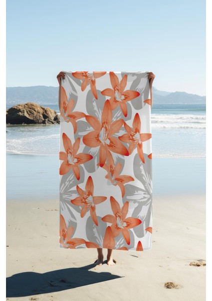 Dijital Baskı Plaj Deniz Havlusu Çiçek Desenli Peştamal HVL0092