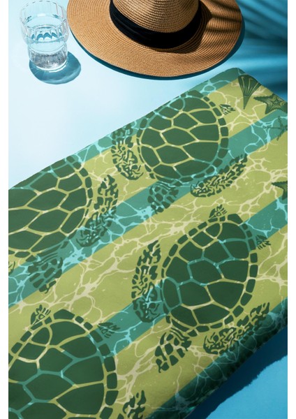 Dijital Baskı Plaj Deniz Havlusu Kaplumbağa Desenli Peştamal HVL0114 fiyatları