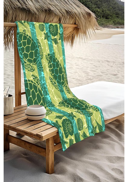 Dijital Baskı Plaj Deniz Havlusu Kaplumbağa Desenli Peştamal HVL0114 modelleri