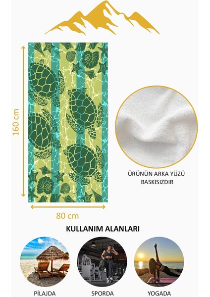 Dijital Baskı Plaj Deniz Havlusu Kaplumbağa Desenli Peştamal HVL0114 fırsatları