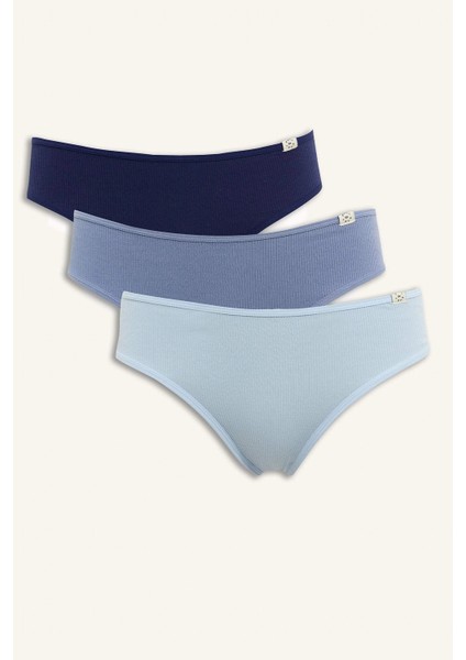 D6404AXBE572 Mavi Ribana 3'lü Brief Külot-Fall In Love