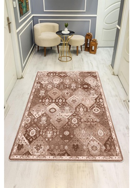 Parlak Kadife Kumaş Vıntage Dijital Baskı Dot Kaymaz Tabanlı Halı H1065