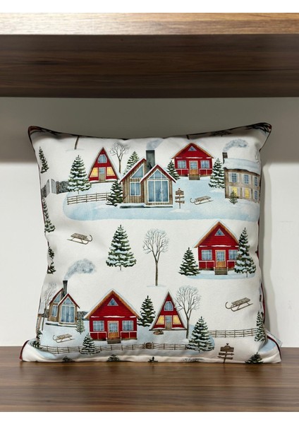 H1263 3lü Karlı Bahçeler Kırlent Runner 3lü Kombin Set fiyatları