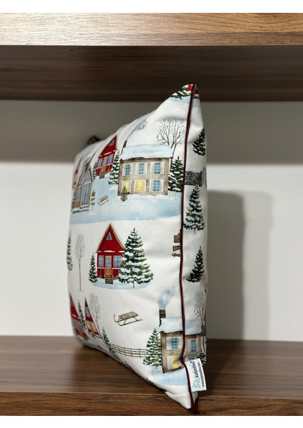 H1263 3lü Karlı Bahçeler Kırlent Runner 3lü Kombin Set modelleri