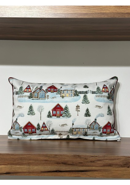 H1263 3lü Karlı Bahçeler Kırlent Runner 3lü Kombin Set fırsatları