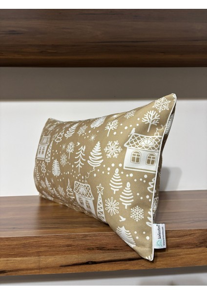 H1257 Bej Mini Evler Ağaçlar Kırlent Runner 3lü Kombin Set indirimleri