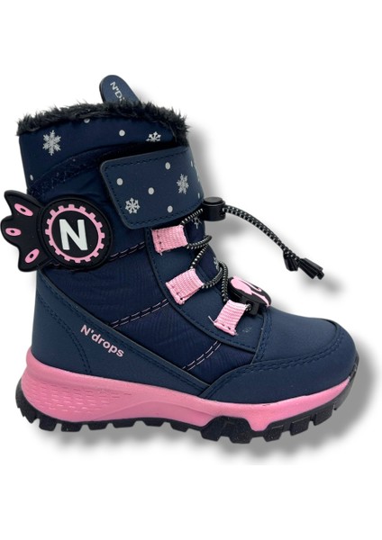 014-26 Deri Kürklü Paraşüt Kumaş Kız Çocuk Bot Lacivert Pembe 26-30 fiyatları