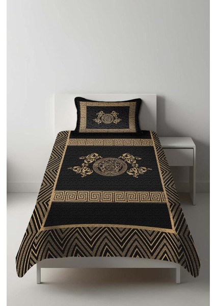 Parlak Kadife Kumaş Kapitoneli Tek Kişilik Yatak Örtüsü Seti (2 Parça) TKY0002