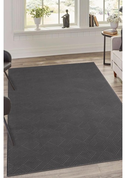 Rölyef Halı Yolluk Antrasit | Kaymaz Taban | Makinada Yıkanabilir | Salon, Mutfak & Koridor