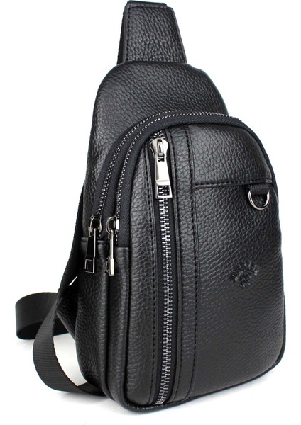 Erkek Siyah Çift Kol Çapraz Omuz Çantası Body Bag Çanta Günlük Çanta