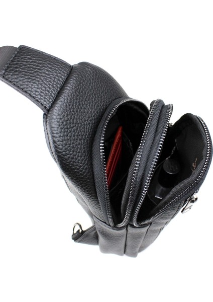 Erkek Siyah Çift Kol Çapraz Omuz Çantası Body Bag Çanta Günlük Çanta